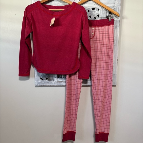 Free People Intimately Sweet Combo Rose Pink Cotton Pajama Pant Set NWT - Picture 1 of 10